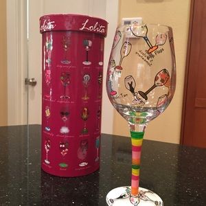 NEW wine lovers glass. Hand-painted, w/ custom box